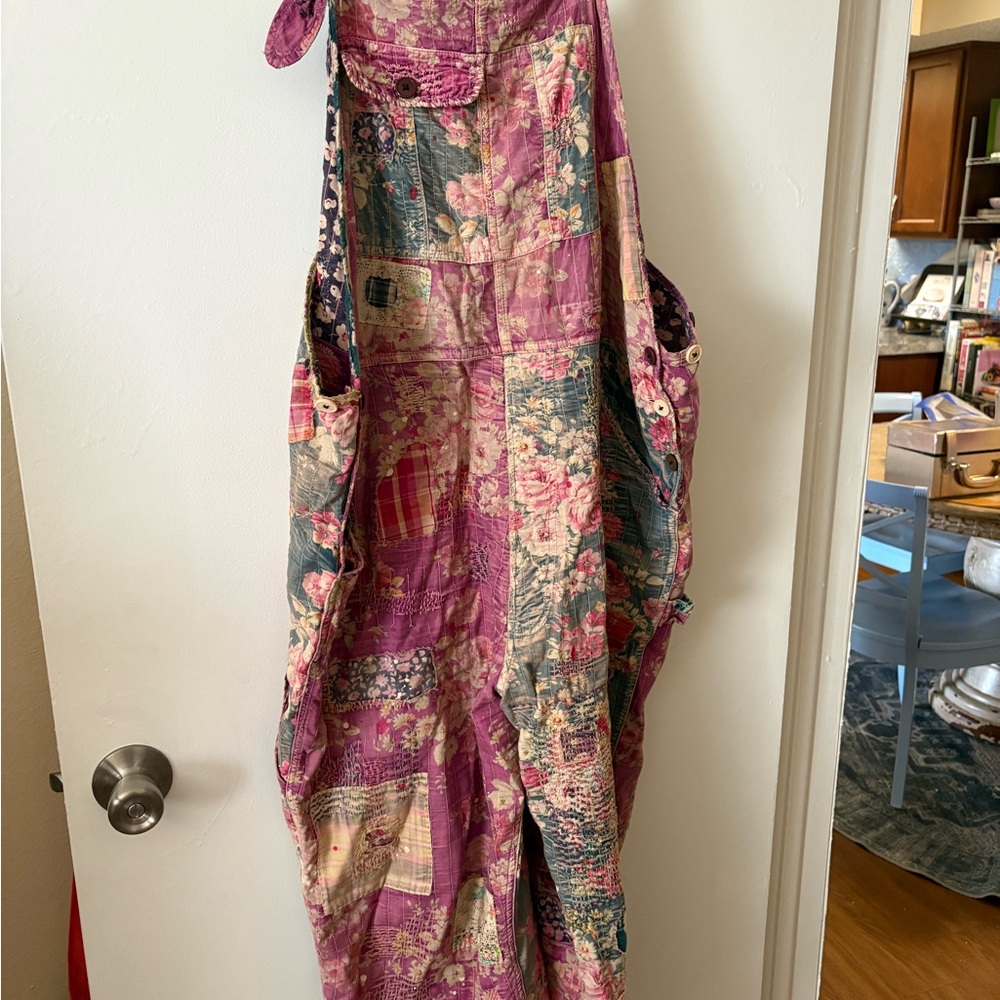 Magnolia Pearl Patchwork Overalls in Pink and Blue Gently worn. A must have!!